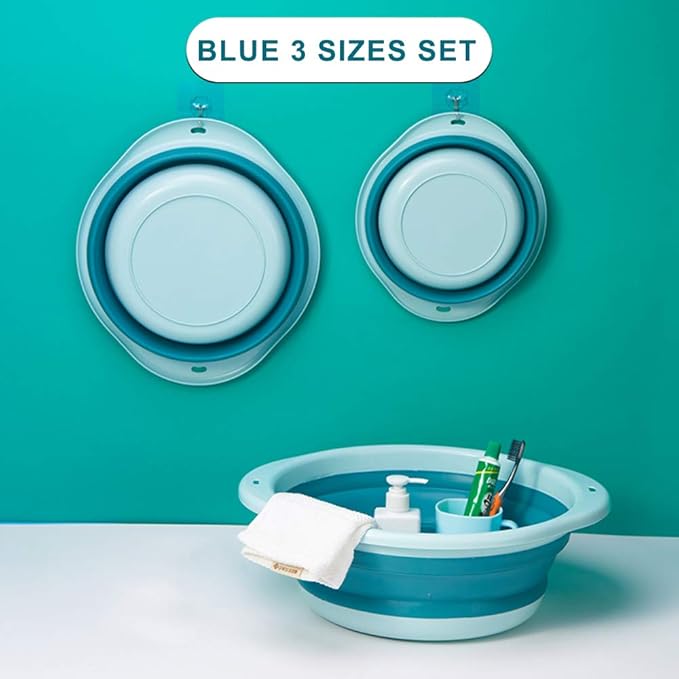 3-Pack Collapsible Wash Basin Set, Baby Kids Wash Basin Dish Tub - Image 4