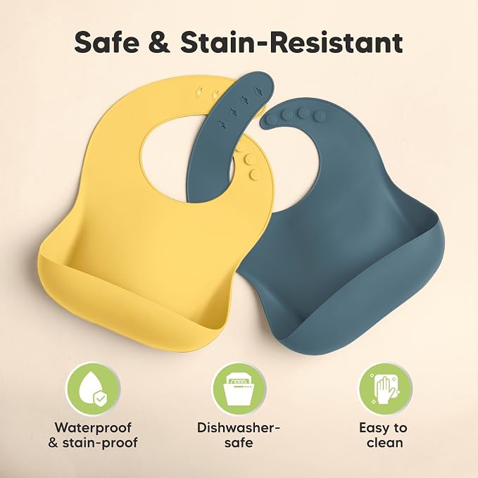 KeaBabies 2-Pack Silicone Baby Bibs - Image 6