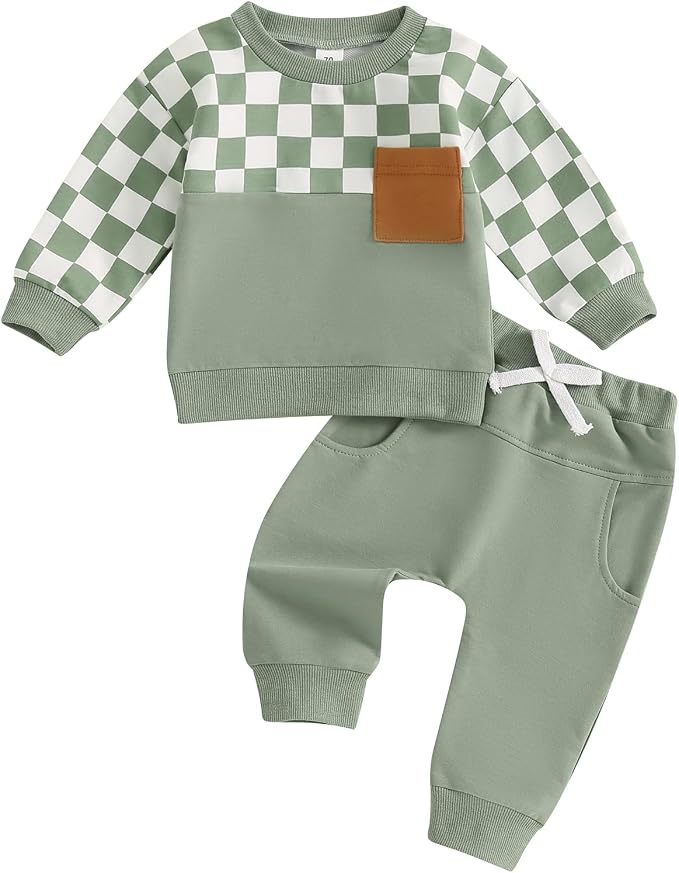 Toddler Baby Boy Fall Outfits Long Sleeve Crew Neck Pullover Sweatshirt + by Lucikamy