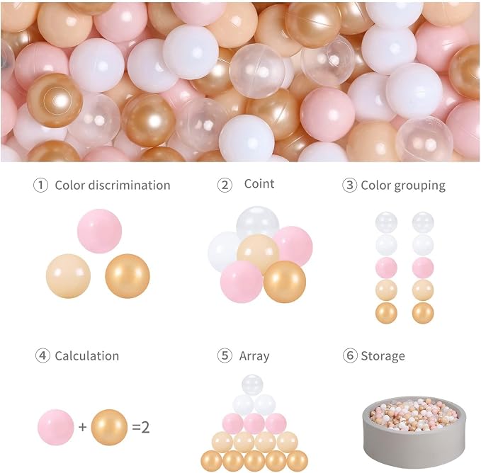 GOGOSO Ball Pits Balls for Toddlers Pack of 50 100 200 Plastics Shape Ball - Image 6