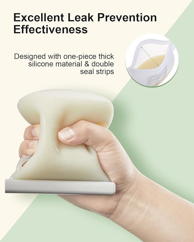 Lictin 5PCS Silicone Breastmilk Storage Bags, 8.5oz/250ml Reusable Breast Milk - Image 2