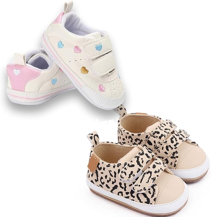 2Pairs Baby Shoes, Boys Girls Non-Slip Rubber Sole Sneakers, Unisex Infant Soft - Image 5