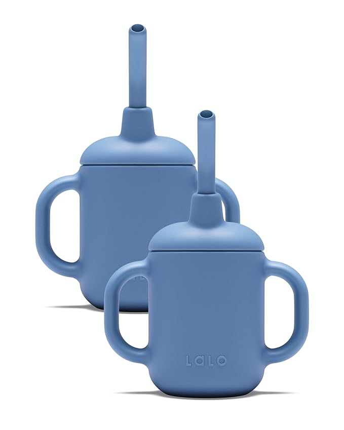 Lalo Little Cup 2-Pack, Non-Toxic Silicone Straw Cup by Lalo