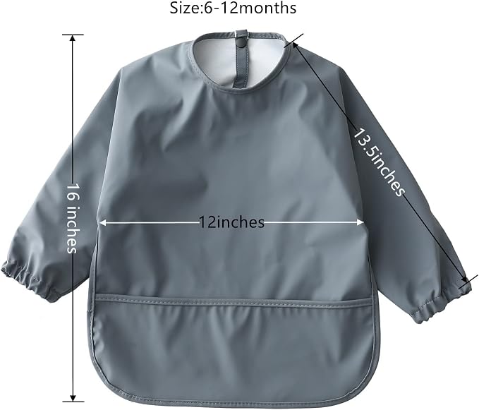 GZMM Waterproof Baby Bibs, Infant Toddler Long Sleeve Feeding Bib - Image 4