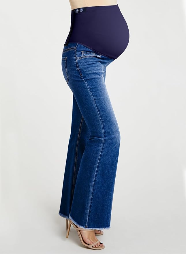 BLENCOT Maternity Jeans for Women Over Belly Pregnancy Pants Comfy Pregnant - Image 3