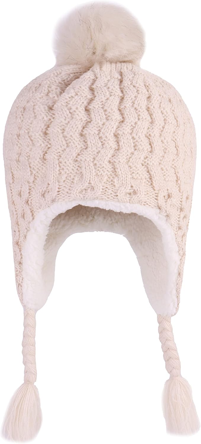 LANGZHEN Toddler Kids Infant Winter Hat, Earflap Knit Warm Cap Fleece Lined - Image 2