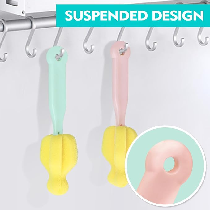 Sponge Bottle Brush 12 PCS Sponge Nipple Brushes Baby Bottle Nipple Cleaning - Image 9