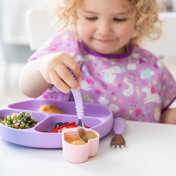 Bumkins Toddler Utensils, Kids Size Fork and Spoon Set, Silicone and - Image 2