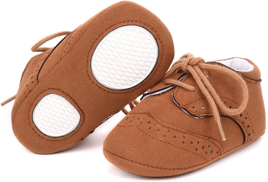 LONSOEN Baby Girls Boys Loafers Prewalker Dress Crib Shoes - Image 4