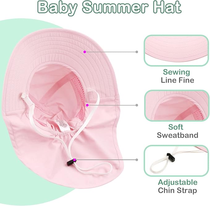 XIAOHAWANG Girls Sun Hat Baby Beach Hats Boys UPF 50+ Kids Summer Protection - Image 4