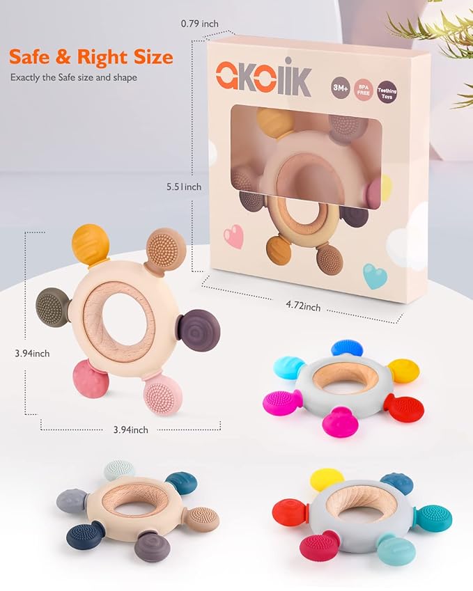 akolik Baby Teething Toys, Teething Relief Toy, BPA Free Baby Chew Toys Infant - Image 6