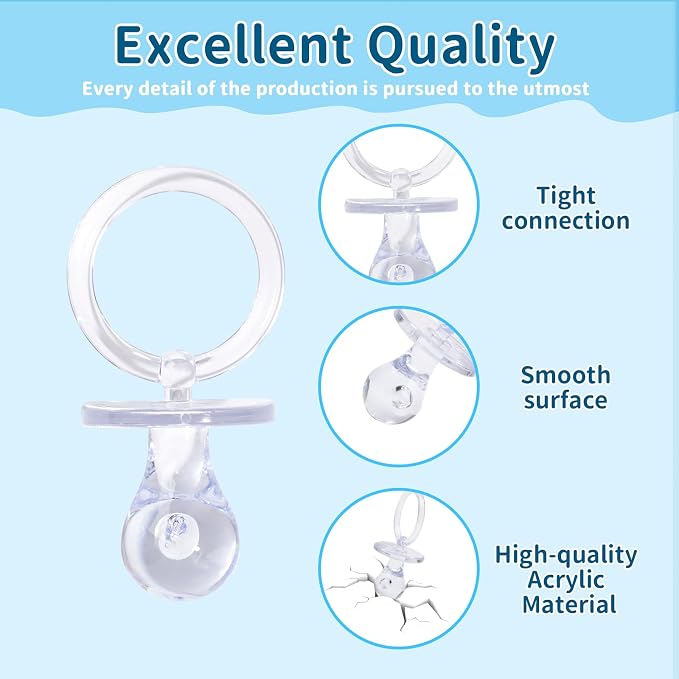 72 Pcs Baby Shower Pacifiers, 2.75’’ Plastic Pacifiers - Image 6