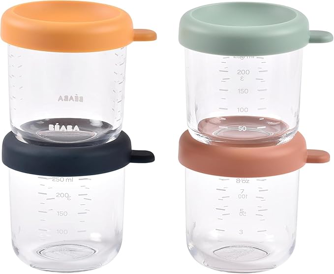 BEABA 4 Pack Glass Baby Food Jars by BEABAUSA