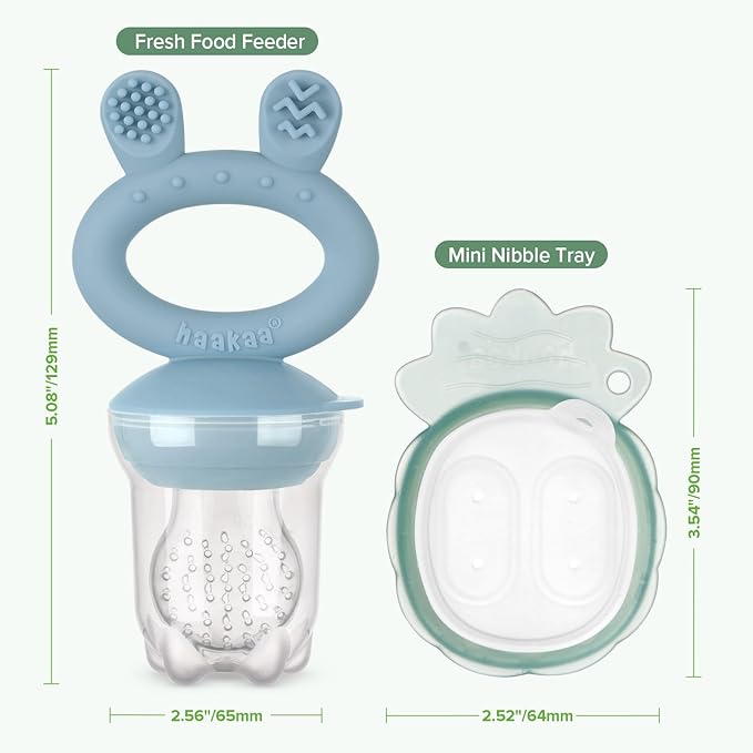 Haakaa Baby Fruit Food Feeder & Mini Freezer Nibble Tray Combo, Breastmilk - Image 7