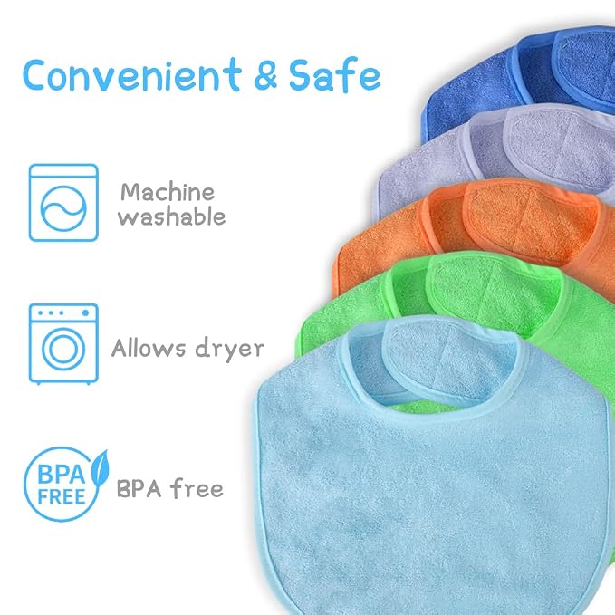 Vicloon Baby Bibs, Baby Bibs for Girls & Boys, Terry Drool Cotton Bibs - Image 5