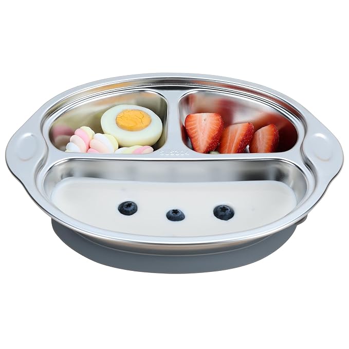 MR. CHOU Stainless Steel Baby Suction Plate, Divided Plates by MRCHOU