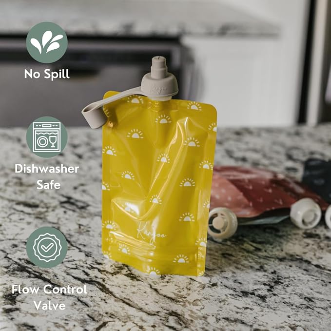 Anti-Spill Spouts Food Pouches x2 | Flow Control Valve | Prevent Spills | - Image 3