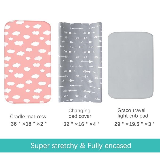 Changing Pad Cover Girl, Diaper Changing Pad Covers 4 Pack, Fitted Baby - Image 5