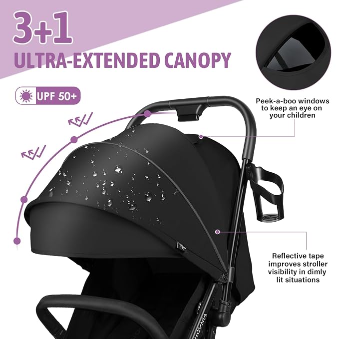 Lightweight Stroller, One-Hand Fold Compact Travel Stroller from Birth to 55 lbs - Image 2