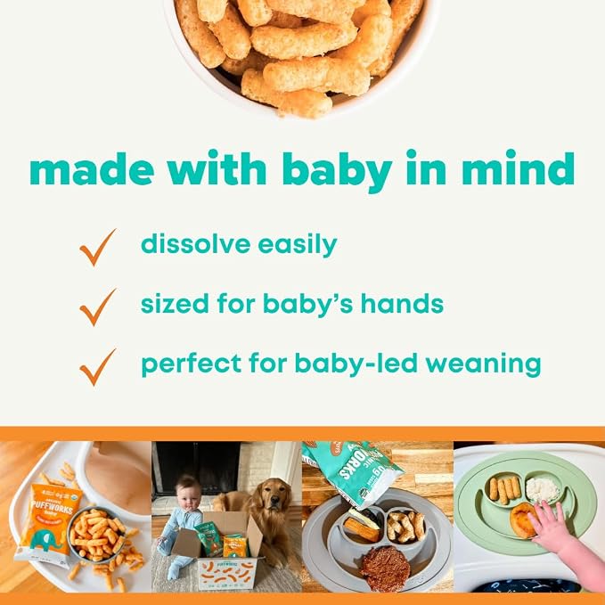 Puffworks Baby Organic Peanut Butter Puffs, Plant-Based Protein, USDA Organic - Image 8