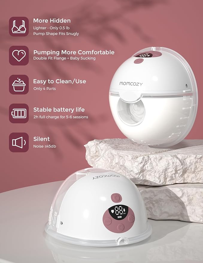 Momcozy M5 Hands-Free Wearable Breast Pump, Double-Sealed Flange - Image 2