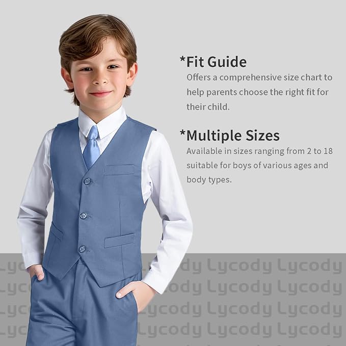 Boys Vest Set Formal Dress Suits Wedding Outfit Dresswear - Image 3