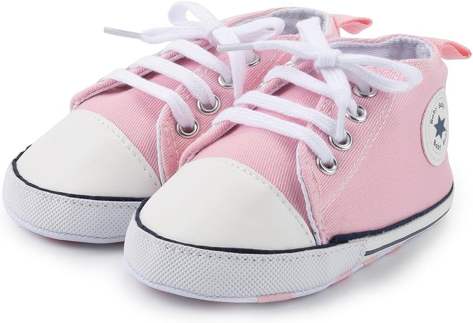 Meckior Baby Girls Boys Canvas Sneakers Soft Sole High-Top Ankle Infant First - Image 3