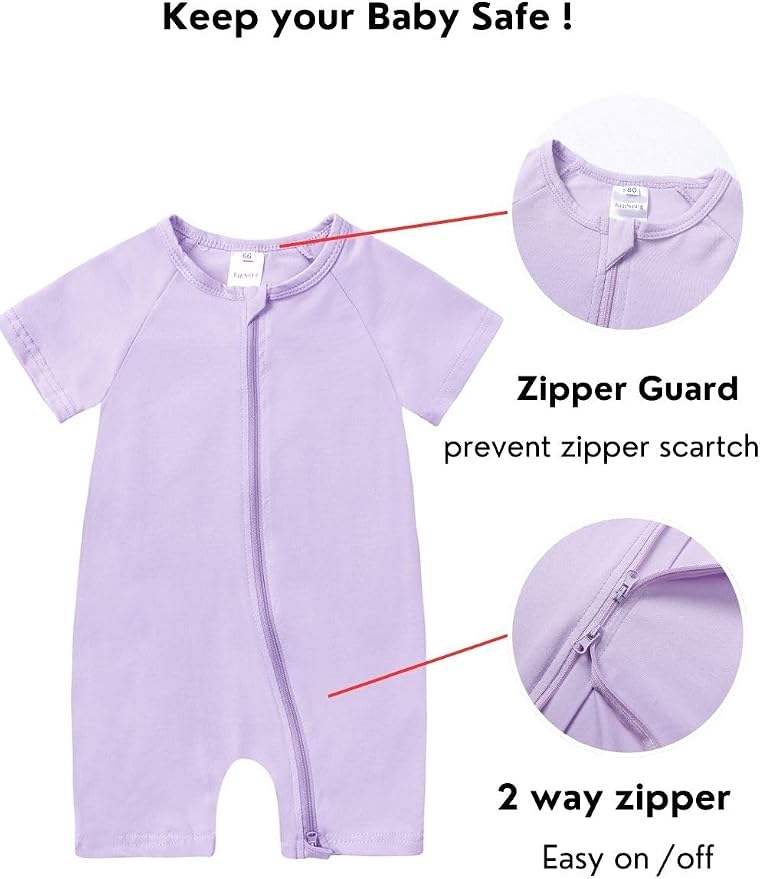 JunNeng 2 Pack Footless Long/Short Sleeve Baby Romper - Image 2