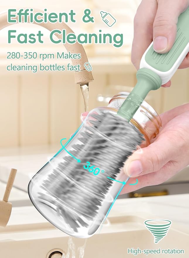 Electric Baby Bottle Brush Cleaner, Baby Travel Bottle Cleaner Kit- 2000mAh - Image 5