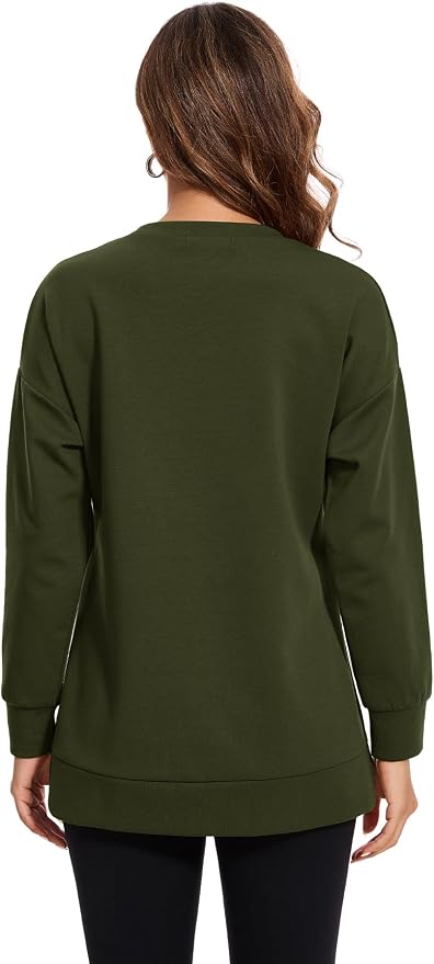 Smallshow Women's Nursing Tops Sweatshirt Long Sleeve Side Split Breastfeeding - Image 4