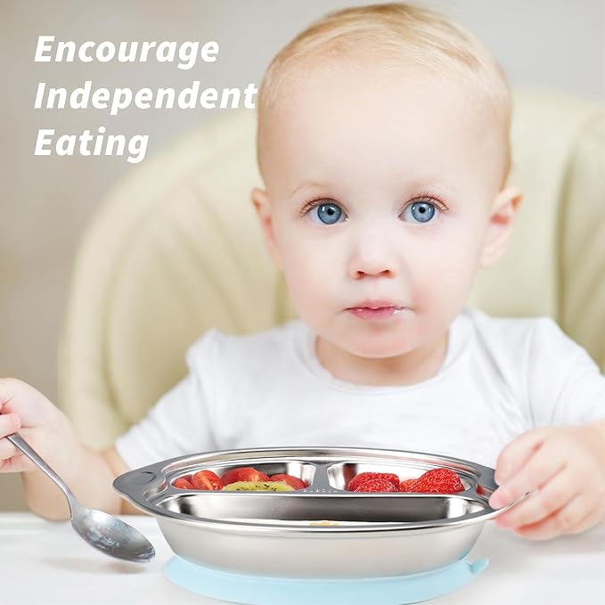 MR. CHOU Stainless Steel Baby Suction Plate, Divided Plates - Image 8