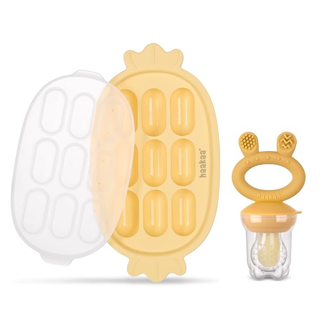 Haakaa Baby Fruit Food Feeder & Silicone Nibble Tray Combo by haakaa
