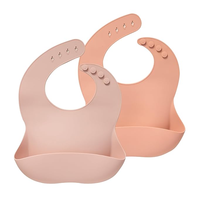 Moonkie Silicone Baby Bibs Set Of 2 | BPA Free Waterproof | Soft Flexible by Moonkie