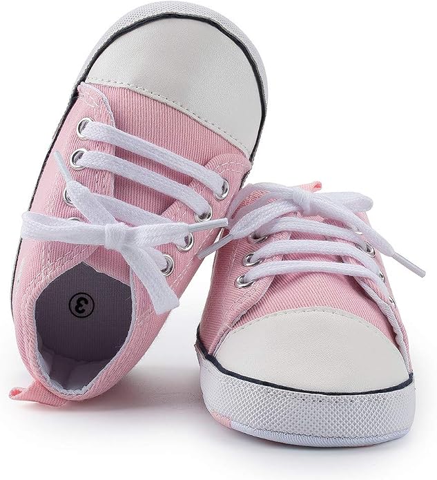 Meckior Baby Girls Boys Canvas Sneakers Soft Sole High-Top Ankle Infant First - Image 2