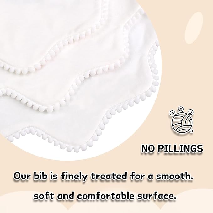 Bamery Baby Bandana Bibs White Cotton Drool Bibs - Image 3