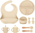 Silicone Baby Feeding Set 9 Pcs, Spill-Proof Suction Plate, Silicone spoon&forks by Unknown
