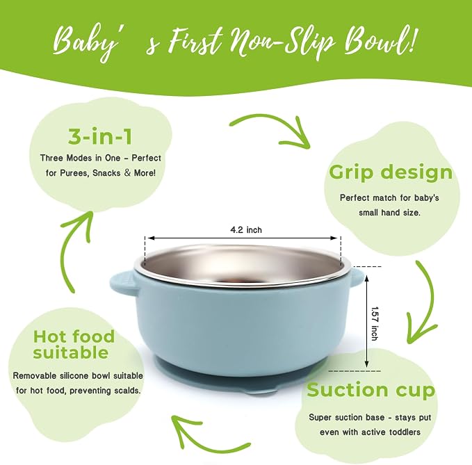 1 Pack Stainless Steel Toddler Suction Bowls - Image 3