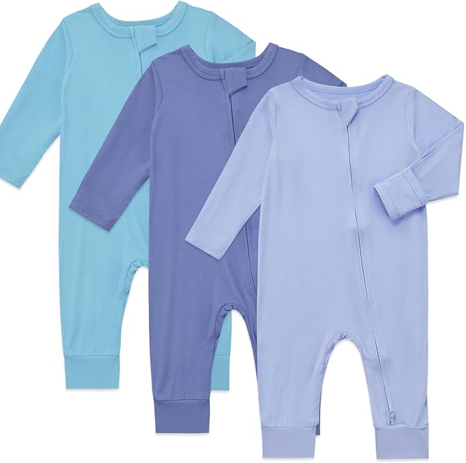 Aablexema Baby Footless Pajamas Rayon 3pcs Unisex Infant Zipper Romper by Aablexema