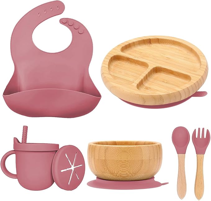 Bamboo Suction Plates for Babies and Bamboo Plates For Kids Baby Feeding and by womorista