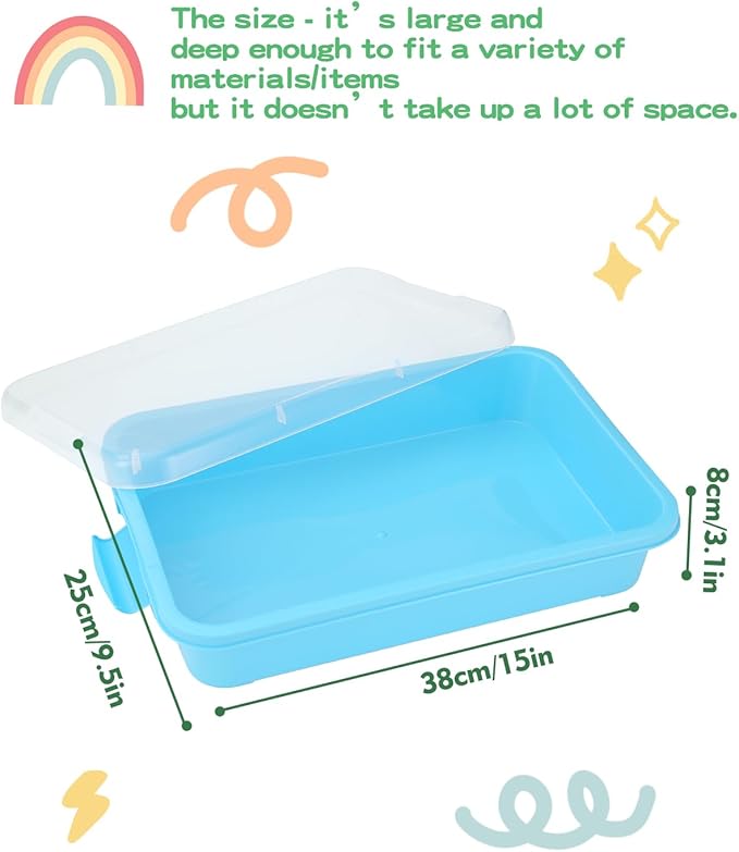 Sensory Bin Sand Tray with Lid for Toddlers 2 Pcs 15in Portable Sandbox Toy - Image 3