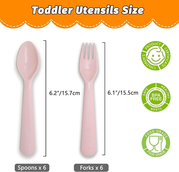 12 Pcs Kids Spoons and Forks Toddler Utensils Plastics Reusable Silverware Baby - Image 2