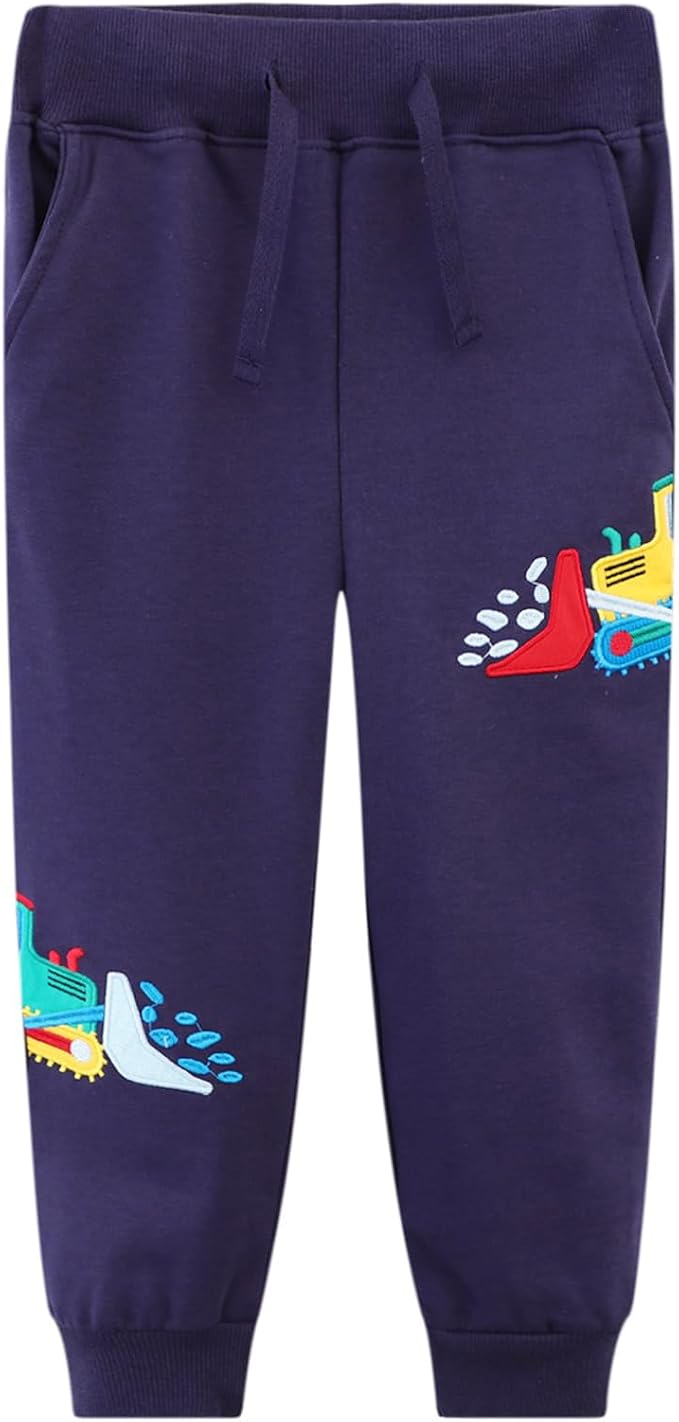 LOKTARC 2 Pack Boys Drawstring Sweatpants Cute Pattern Cotton Sport Jogger Pants - Image 3