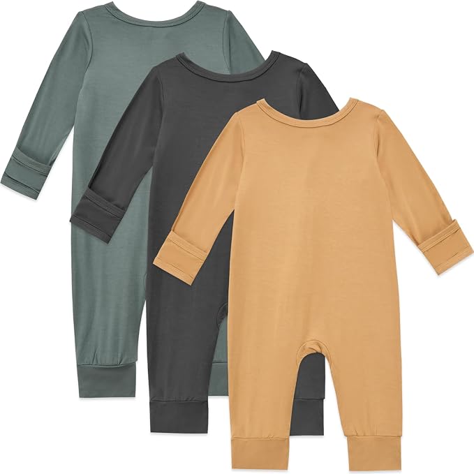 Aablexema Baby Footless Pajamas Rayon 3pcs Unisex Infant Zipper Romper - Image 2