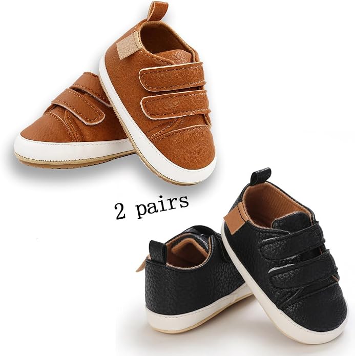 2Pairs Baby Shoes, Boys Girls Non-Slip Rubber Sole Sneakers, Unisex Infant Soft - Image 5