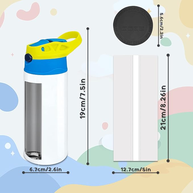 Kids Sublimation Tumbler, 12oz Sublimation Water Bottle Blanks, Straight - Image 7