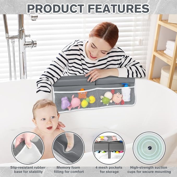 SKEFOLI Baby Bath Kneeler and Elbow Rest pad Set, 1.5" Thick Baby Bath Kneeler - Image 6