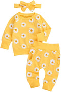 3Pcs Baby Girl Outfits Daisy Sweatshirt + Pants + Headband Infant Fall Winter by CIYCUIT