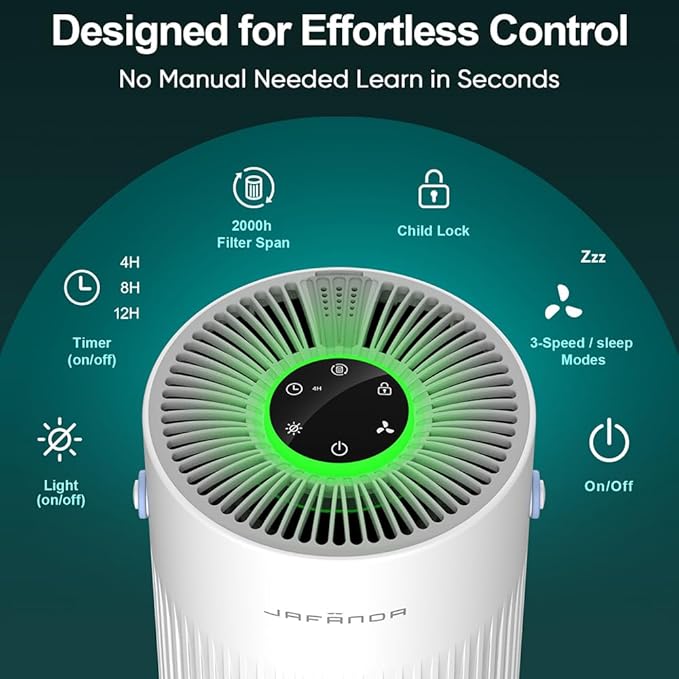 Jafanda Small Air Purifier JF068, 20dB Sleep Mode, Portable Air Cleaner - Image 8