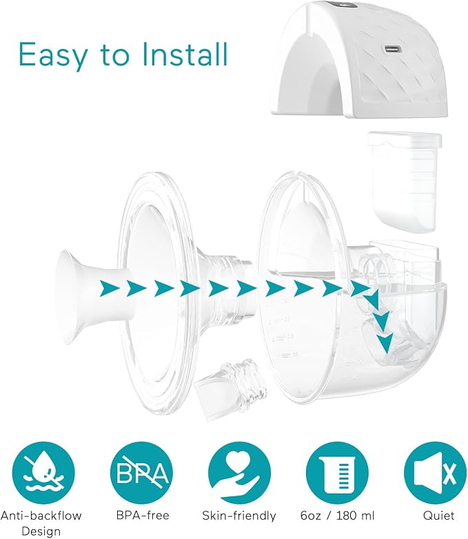 Paruu P10 Hands-Free Breast Pump Wearable, 338mmHg Strong Suction, Low Noise - Image 9