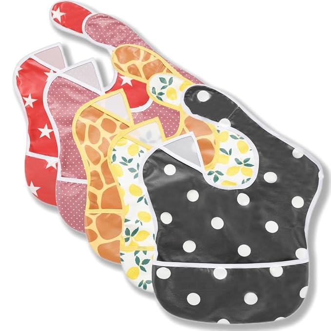 TSD Baby Bibs Waterproof Feeding Bibs 5pack Adjustable Mealtime Poctet Bib by Unknown